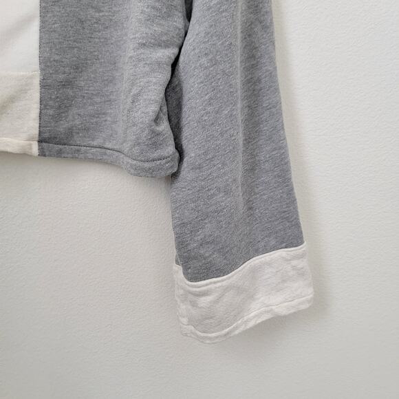 Lovers + Friends Revolve Block Sweatshirt Gray White Mockneck Long Sleeve Medium - Picture 7 of 9
